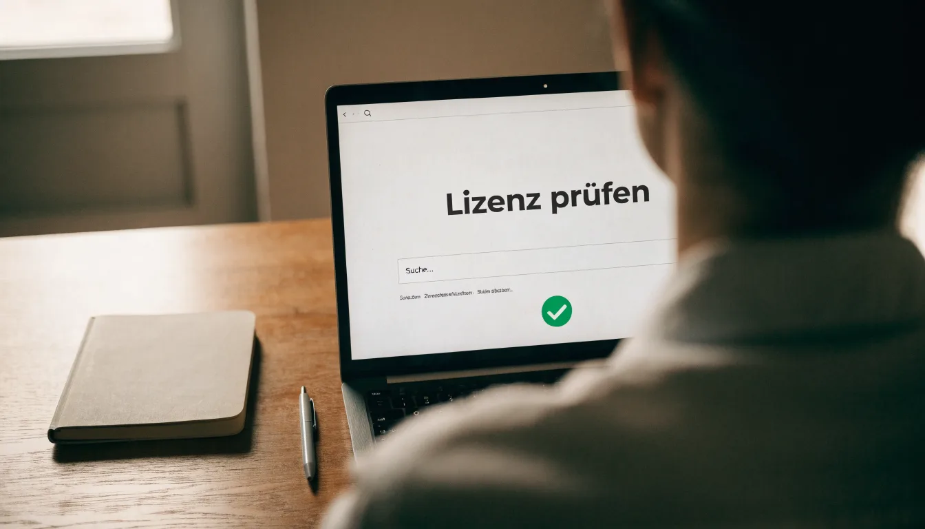 Eine Waage aus Messing steht neben einer Lupe auf einem polierten Schreibtisch.